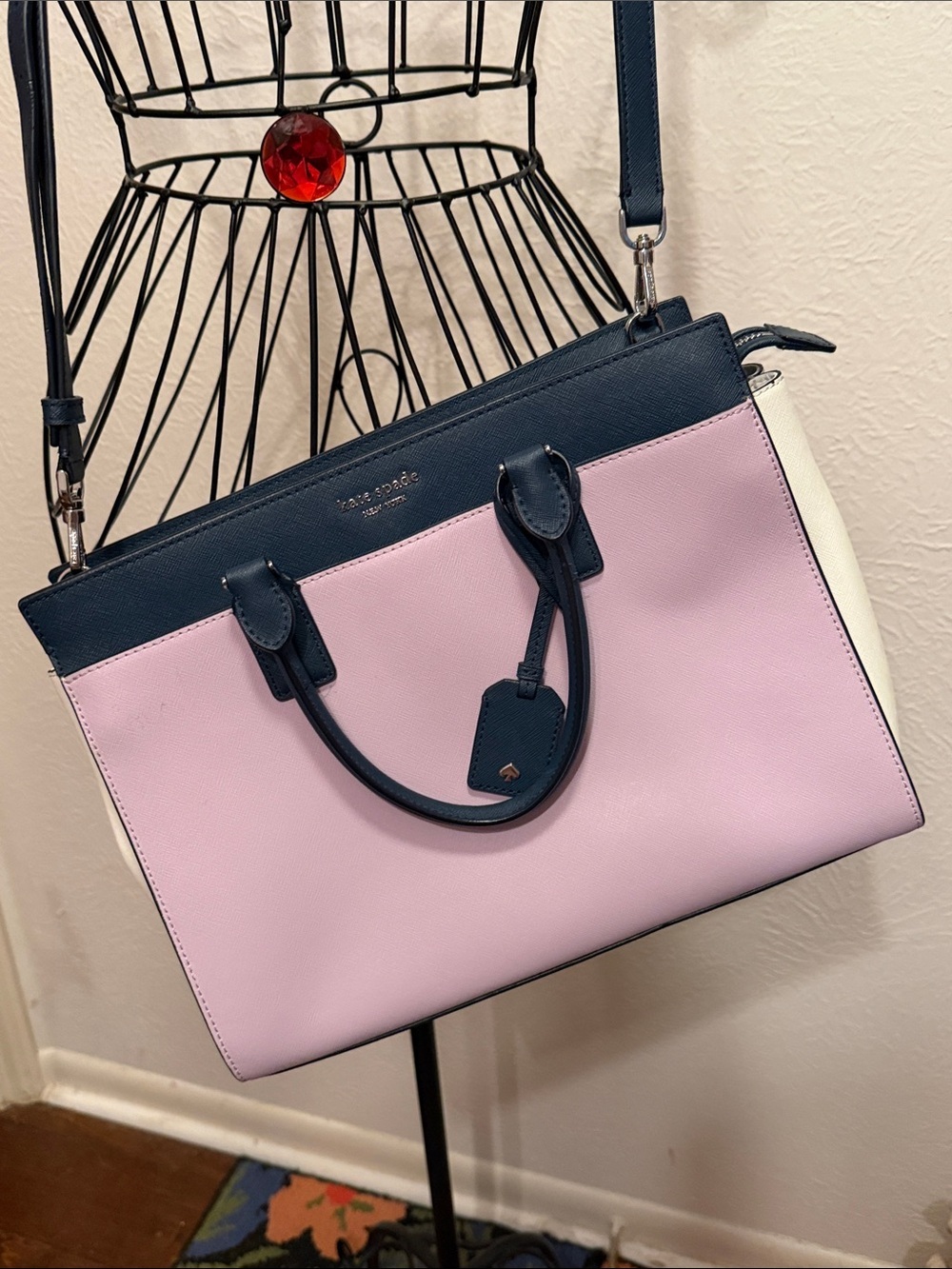💓💓💓BOGOHO💓💓💓Kate Spade Pink and Navy Saffiano Leather Tote